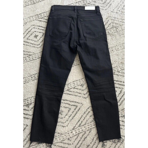 RE/DONE High Rise Black Stretch 70s Stove Pipe Jeans Button Fly Raw Hem Size 28 - Picture 4 of 15